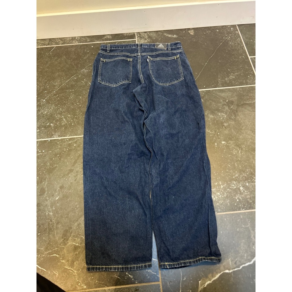 Vintage Wide Leg Baggy Jeans Dark Wash Denim 90s Streetwear Skate Pants 36x32